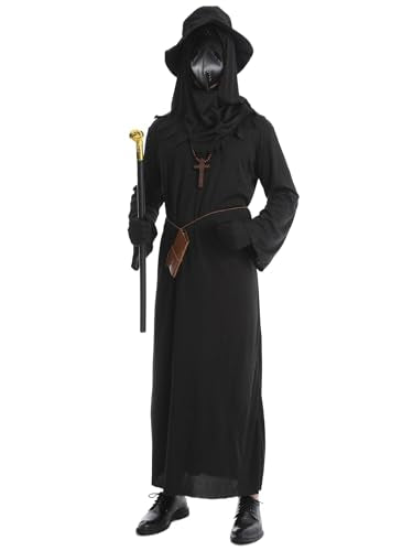 Plague Doctor Costume Set 8 in 1 Halloween Costumes Plague Doctor Mask Outfit S493