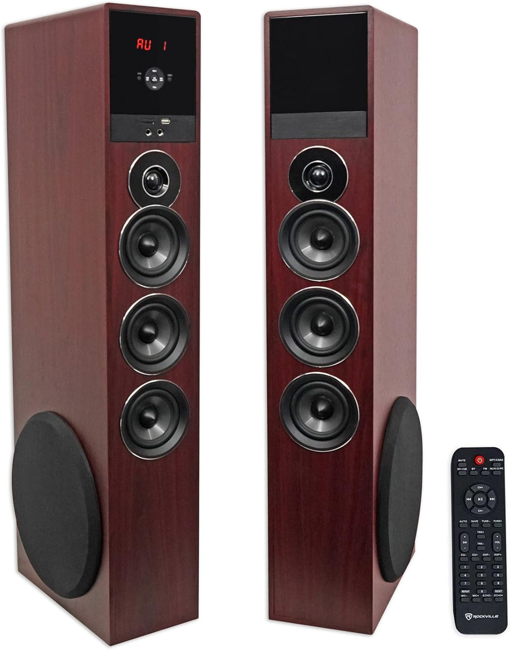 Black Home Theater Tower Speakers with 8" Sub O71359