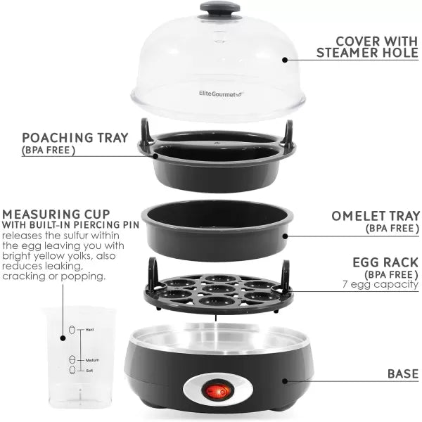 Charcoal Grey 7 Egg Capacity Electric Egg Cooker W196715