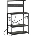 Rustic Brown 4 Tiers Kitchen Bakers Rack with Power Outlet X15165