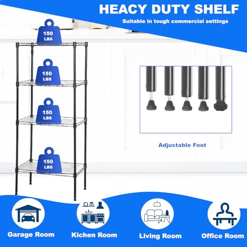 3 Tier Adjustable Metal Storage Shelf 450 lbs Capacity NSF Certified Black P74547