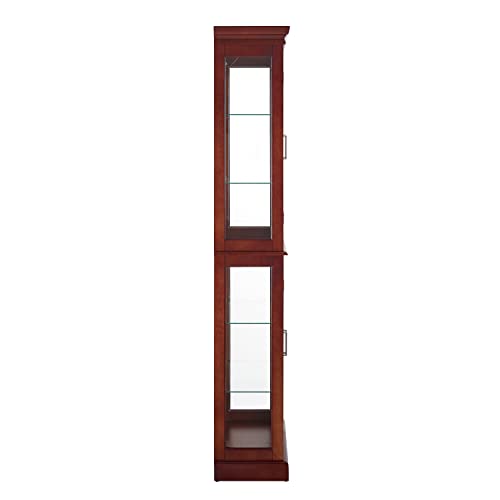Lighted Glass Curio Display Cabinet with Adjustable Shelves and Mirrored Back G419679
