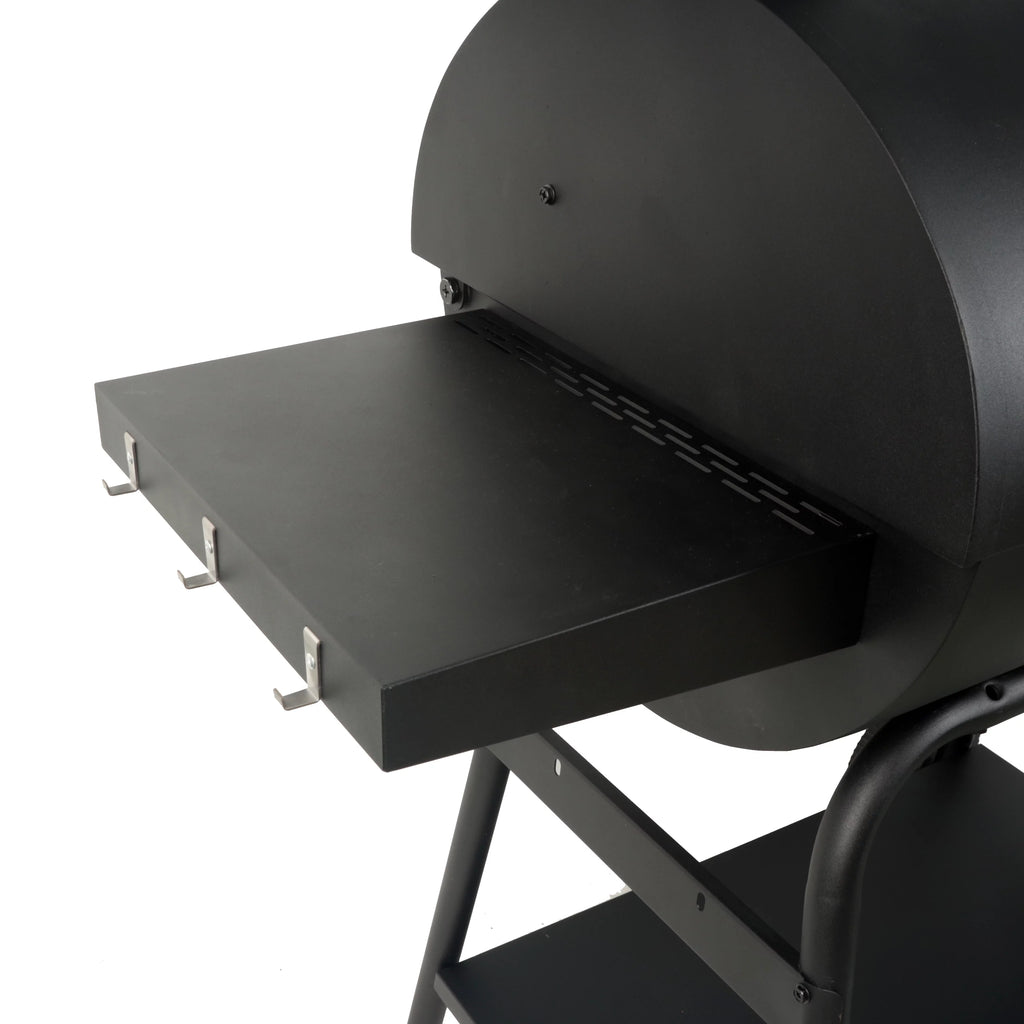 28 Offset Steel Charcoal Smoker Grill with Side Firebox, Black B2563