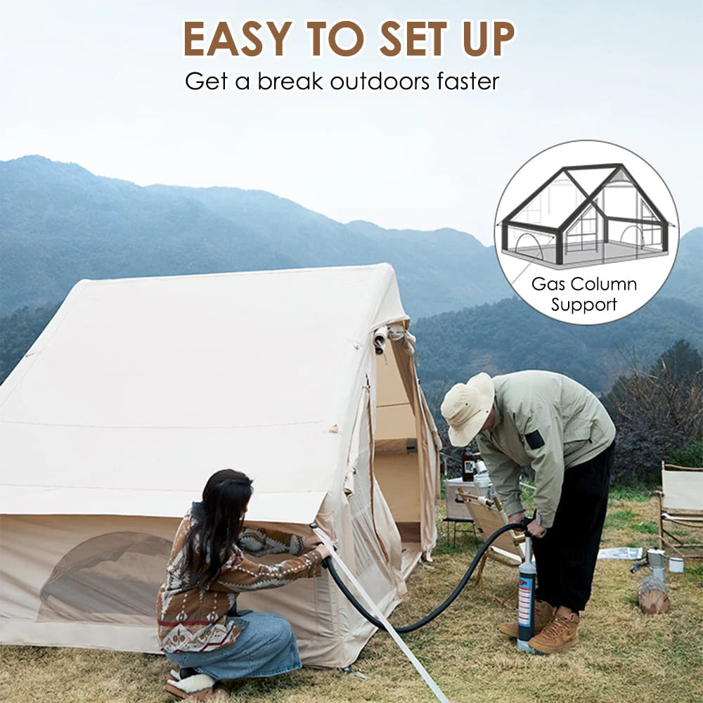 Inflatable Tent Air Tent Large Glamping Tent with Pump Waterproof Oxford Air Tent 4 Seasons Windproof Tents for Family Camping for 4-6 Persons M112237