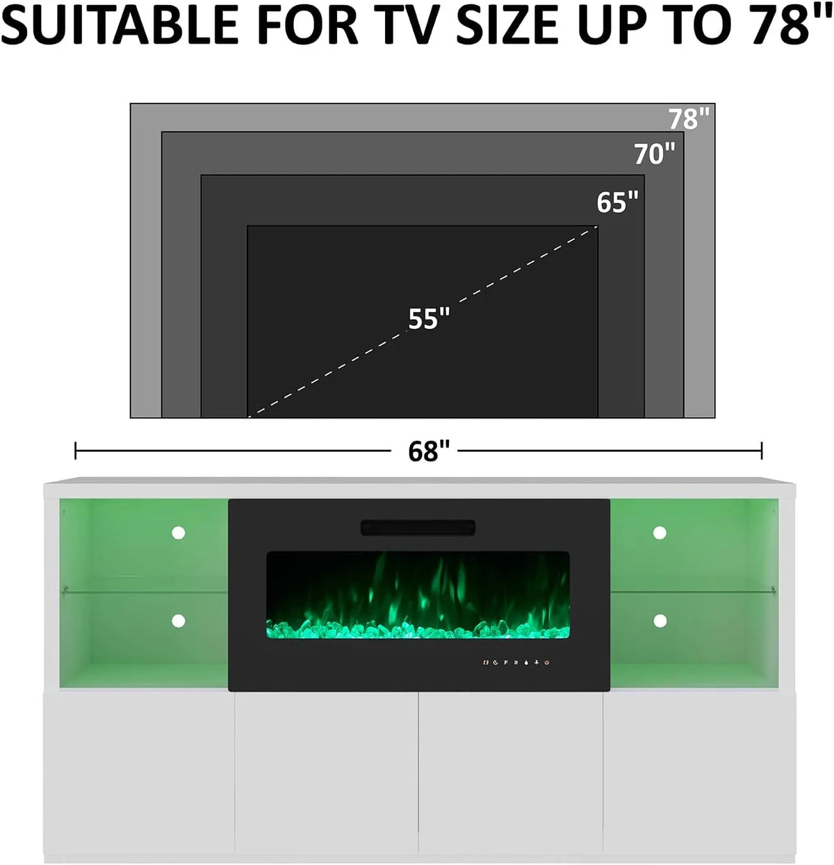 68" Fireplace TV Stand with 40" Electric Fireplace Y282261