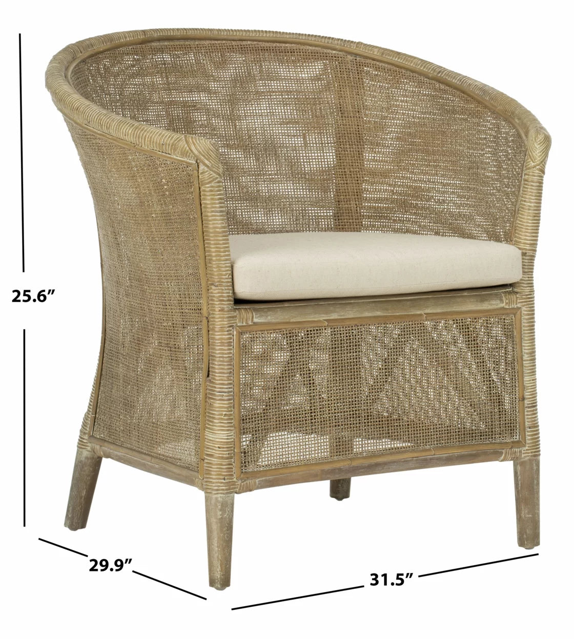 Grey White Wash Rattan Arm Chair C7849