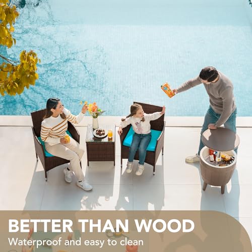 3 Pieces PE Rattan Wicker Chairs with Table Z60185