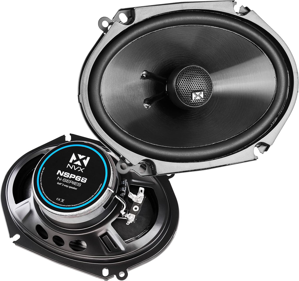 Set of 2 6 x 8 inch 80 watt RMS 2-Way Coaxial Car Speakers with Silk Dome Tweeters D542