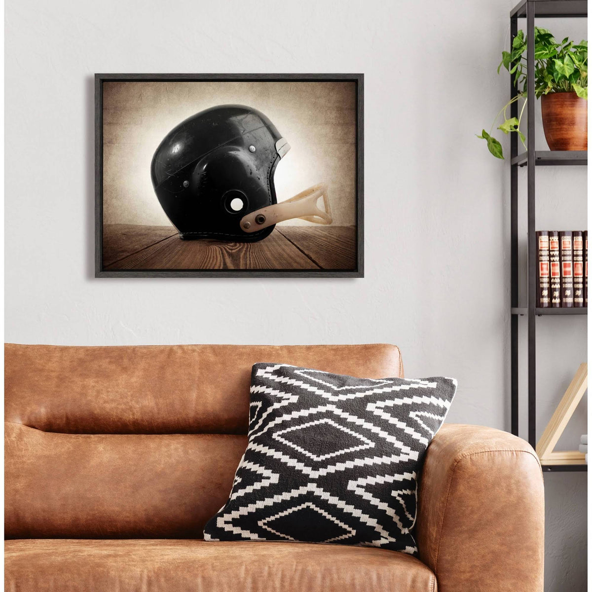 Vintage Helmet Framed Canvas D56149