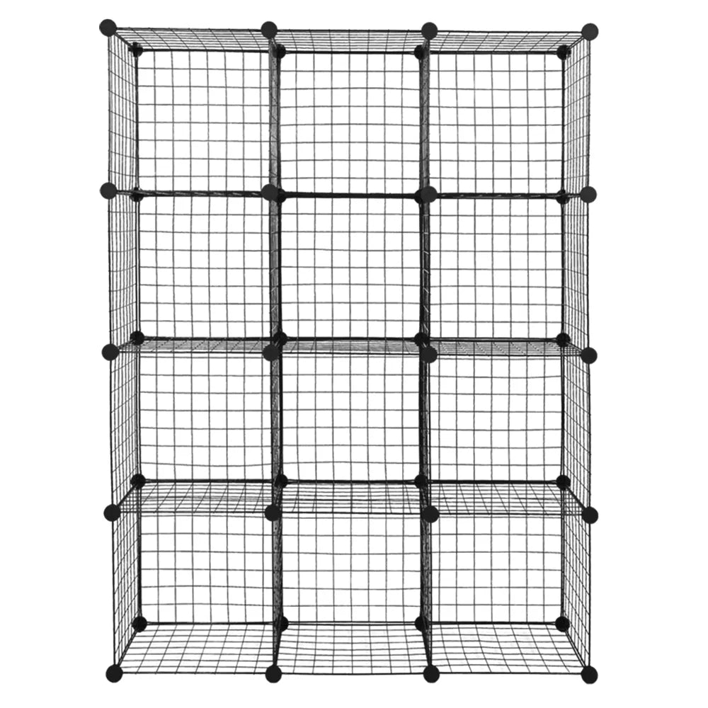 12-Cubes Metal Grid Storage Shelves Organizer E6731