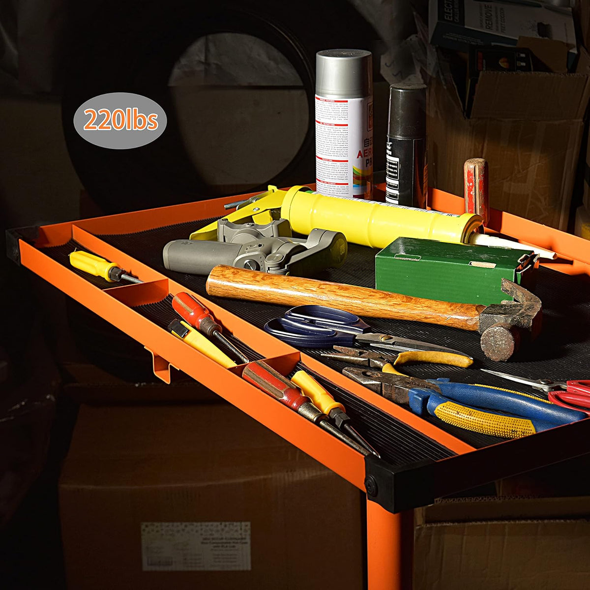 Orange Rolling Tool Tray With Drawer Work Table A790