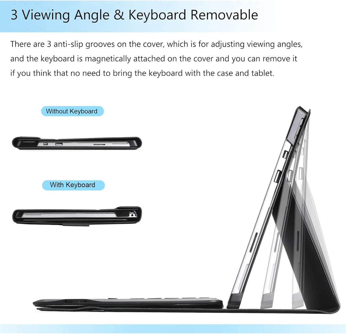Black Backlit Bluetooth Keyboard Case with Wireless Mouse E715