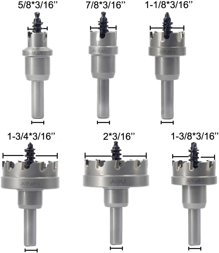 6pcs TCT Hole Saw Set with 3/8 Inch Shank B76596