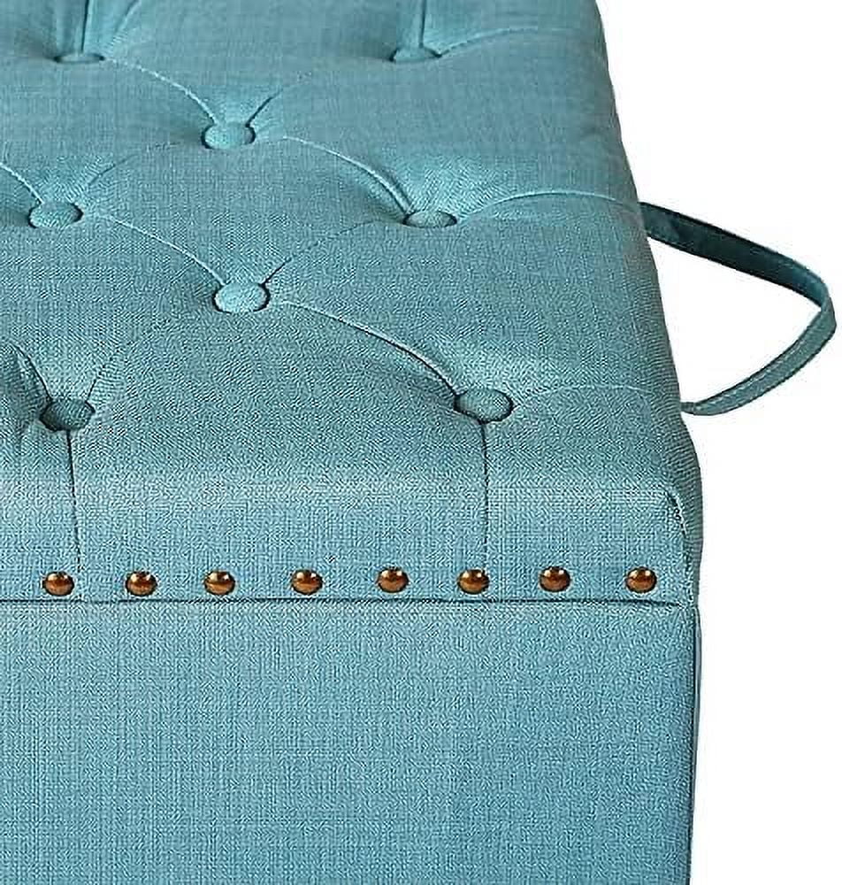 Sky Blue Ottoman Cube Foot Stool with Tray Lid N91813