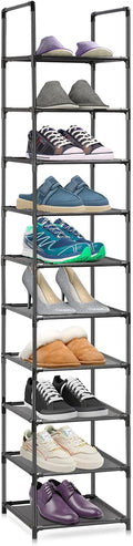 10 Tiers Narrow Tall Shoe Rack Black P8911