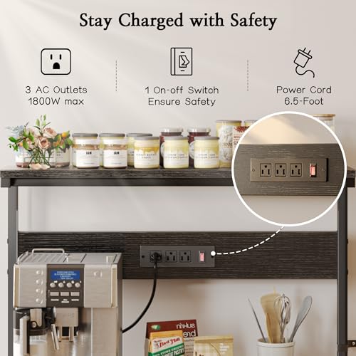 Rustic Brown 4 Tiers Kitchen Bakers Rack with Power Outlet X15165