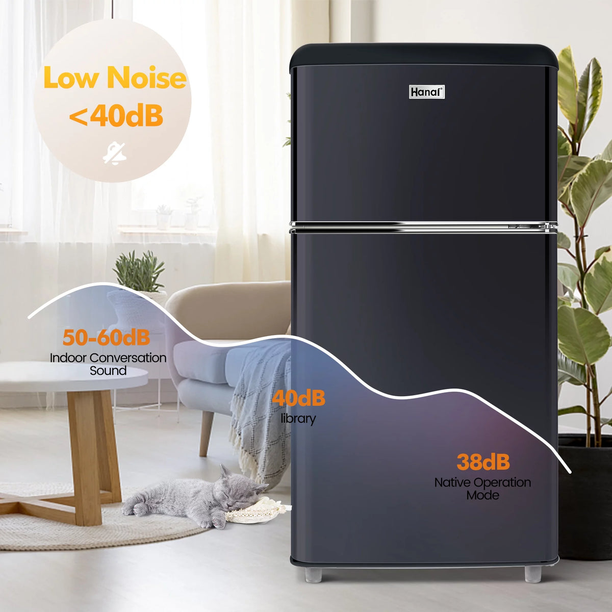 3.5 Cu Feet Two Door Mini Fridge with Freezer, Black Z13604