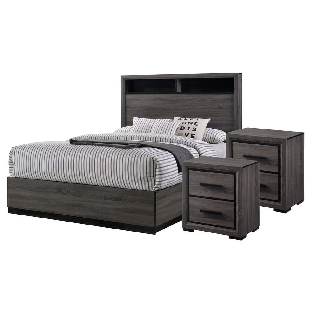 Gray Wood 3-Piece Bedroom Set Cal King P561109