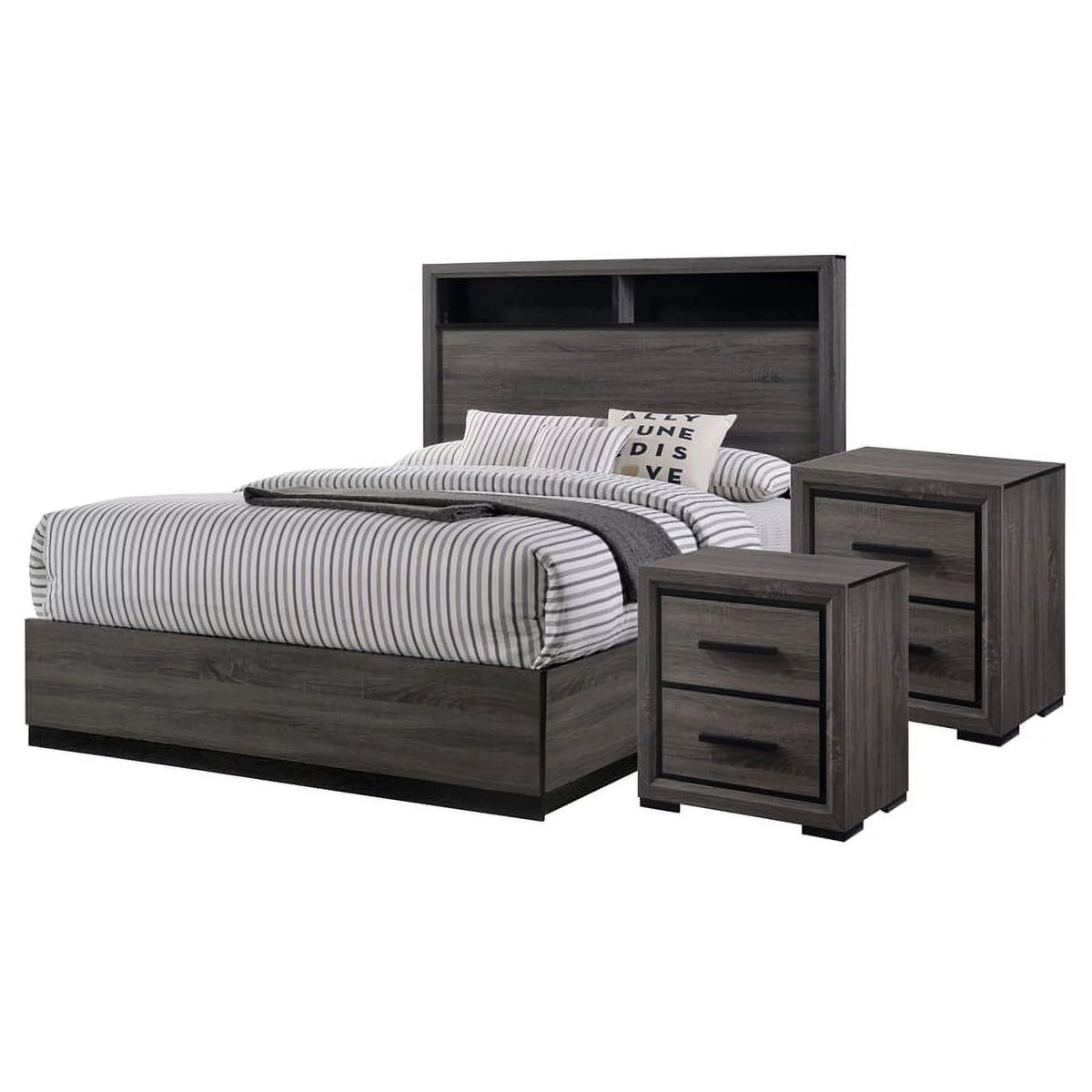 Gray Wood 3-Piece Bedroom Set Cal King P561109