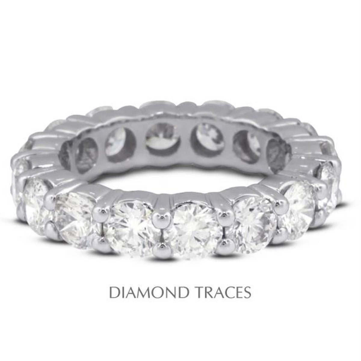 Platinum 950 4-Prong Setting 2.11 Carat Total Natural Diamonds Eternity Ring D221