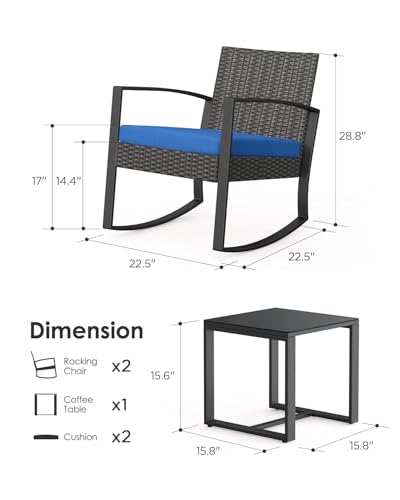 3 Piece Wicker Patio Furniture Set with Table & Cushions I1874