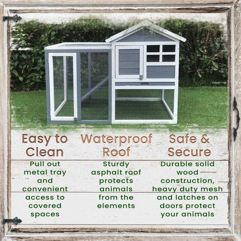 Wooden Elevated Rabbit Hutch with Ramp K870