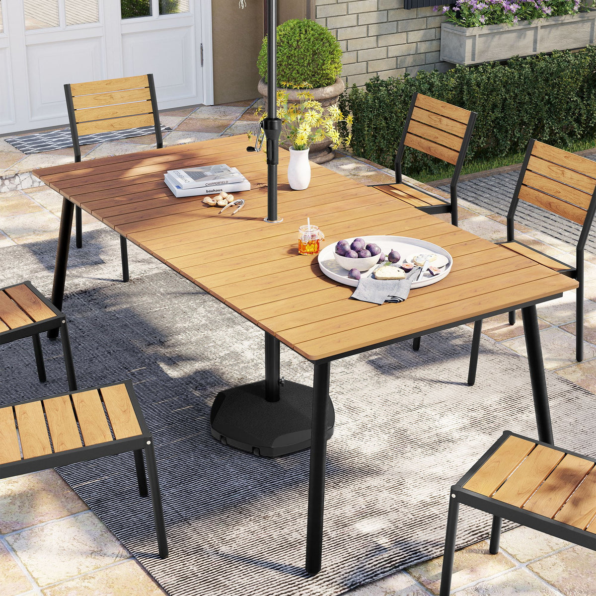 82in Rectangular Dining Table for 6-8 Person, Brown Y9729