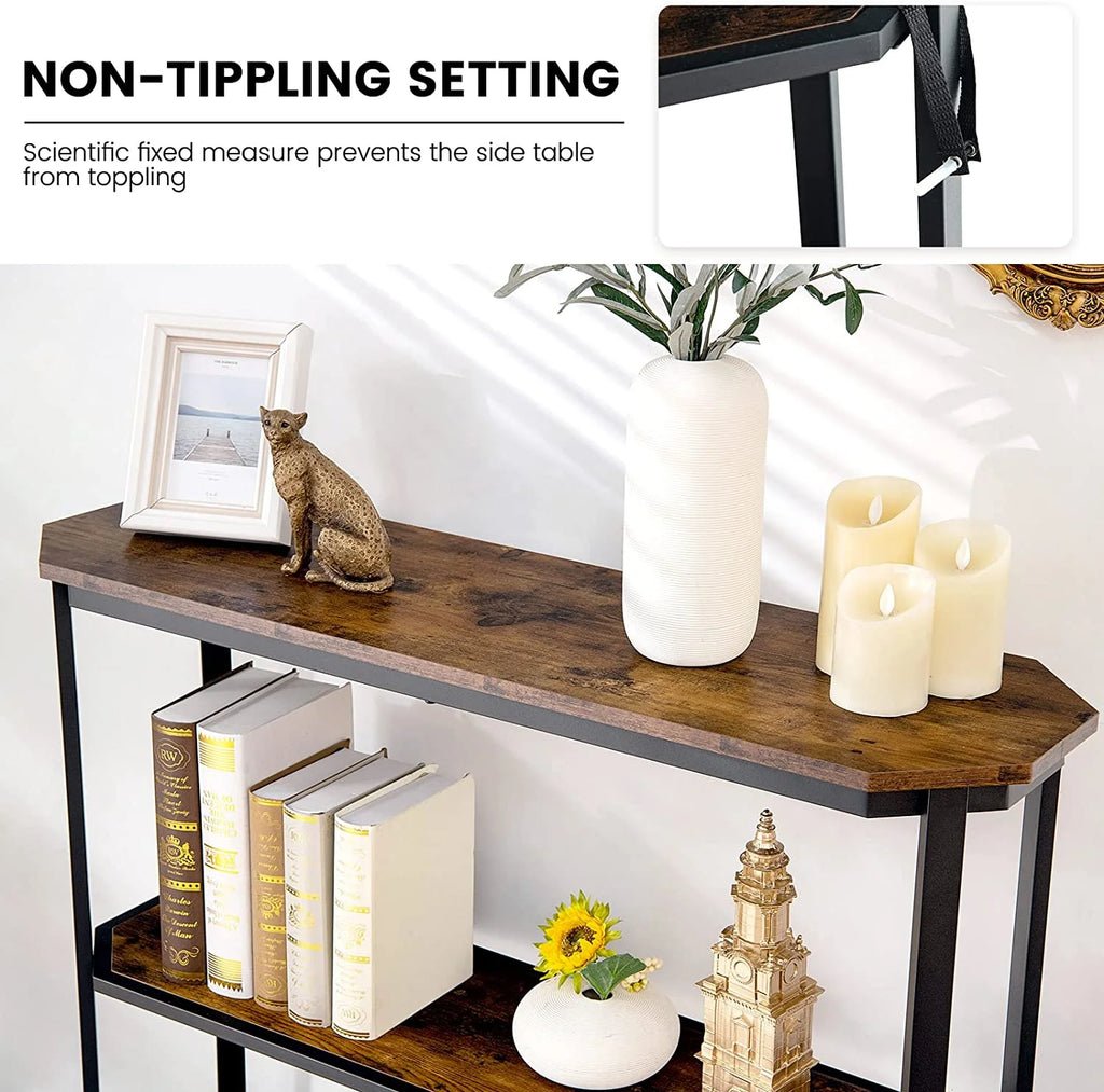 Industrial 3-Tier Narrow Console Table with Open Shelves Y6706