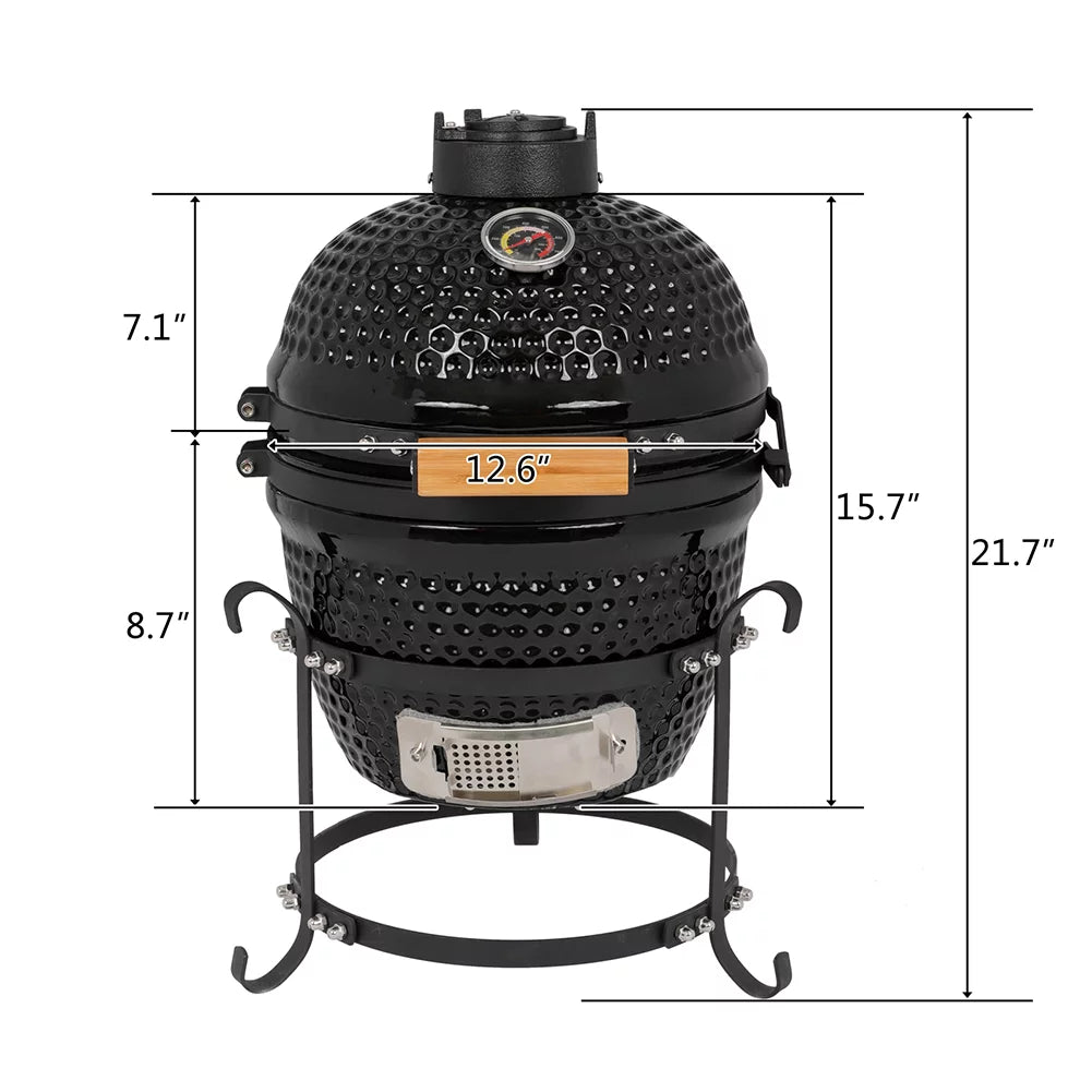 13in Black Ceramic Charcoal Kamado Grill H216