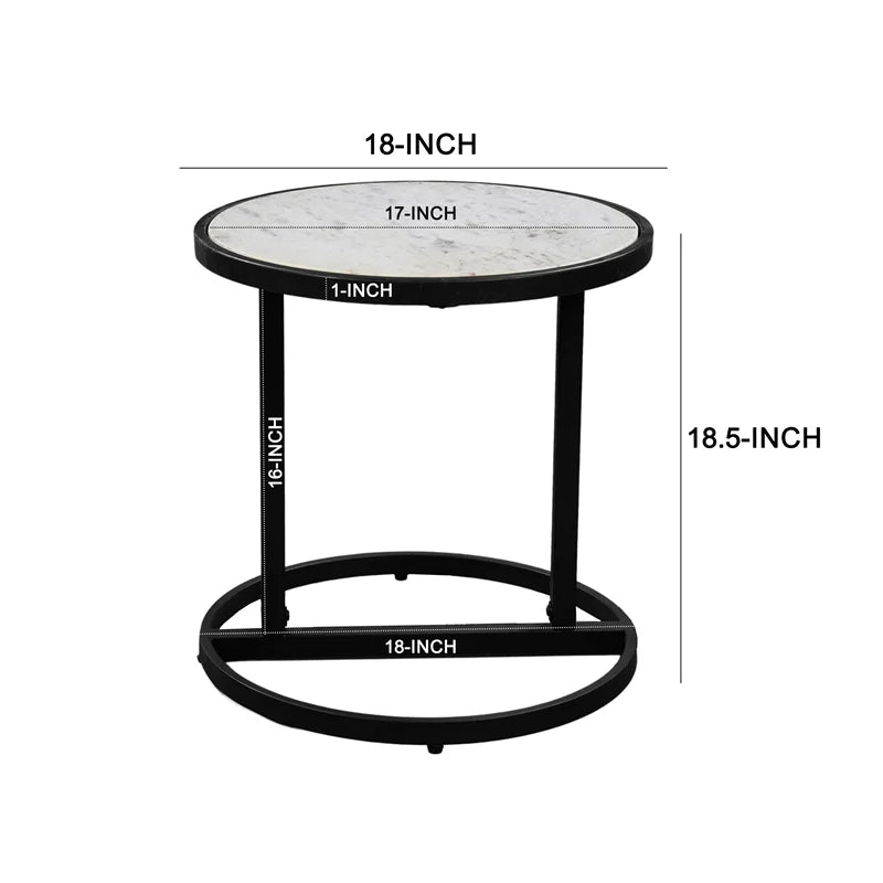 Round White Marble Top End Table A459286