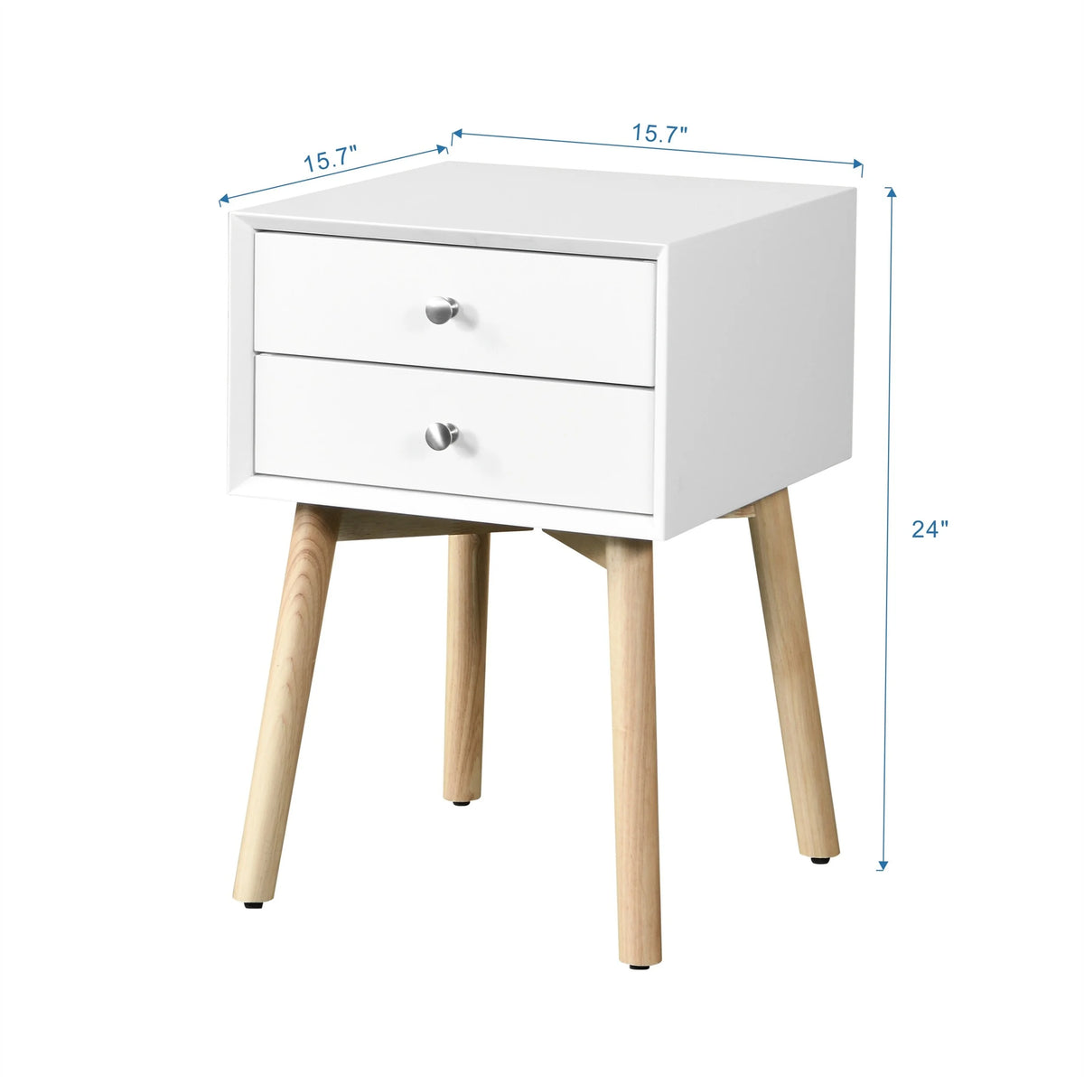 White 2 Drawer Rubber Wood Side Table F453