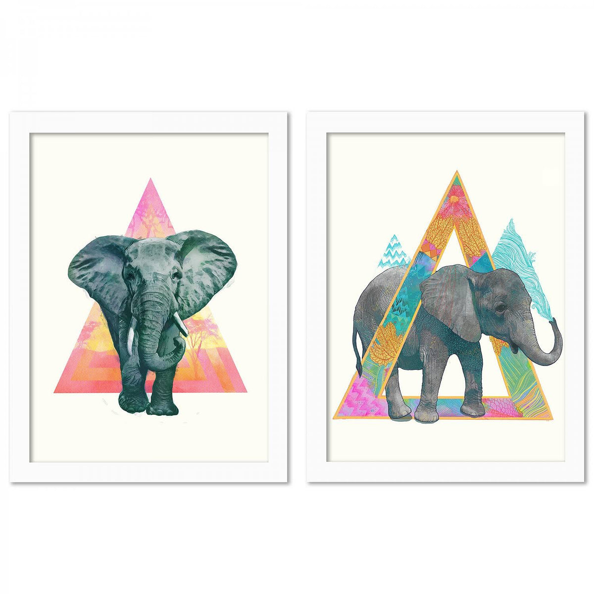 2 Piece White Framed Print Set V42285