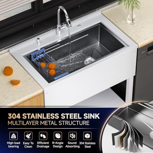 24" Stainless Steel Freestanding Utility Sink with Faucet G93931