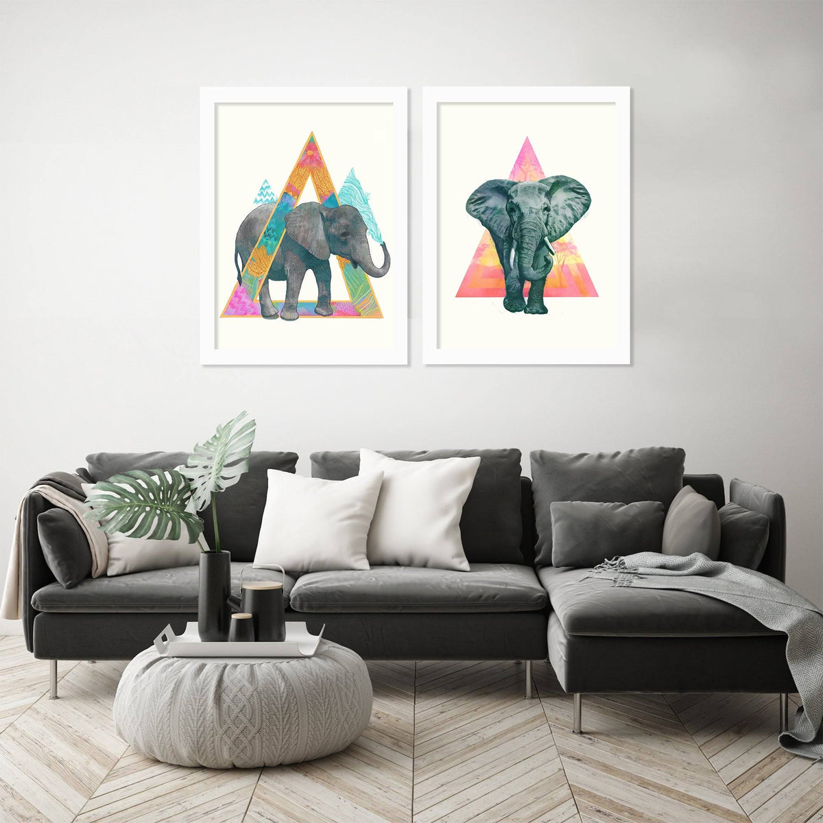 2 Piece White Framed Print Set V42285
