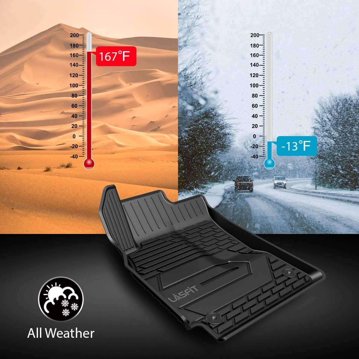 Black TPE Car Floor Liners Front & Rear Rows W483628