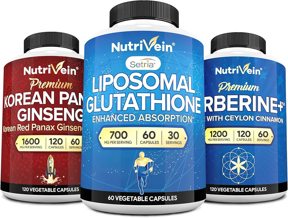 Liposomal Glutathione, Panax Ginseng, and Berberine Supplement Bundle Y159888