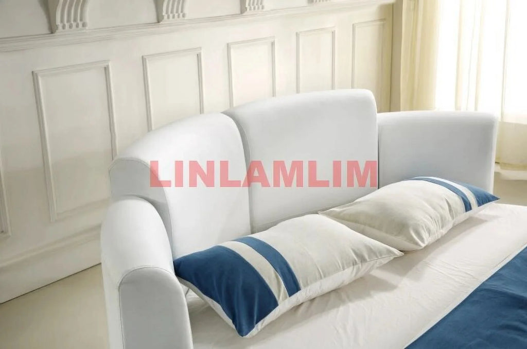 Genuine Cow Leather Bed Frame with Led Lamp L53468