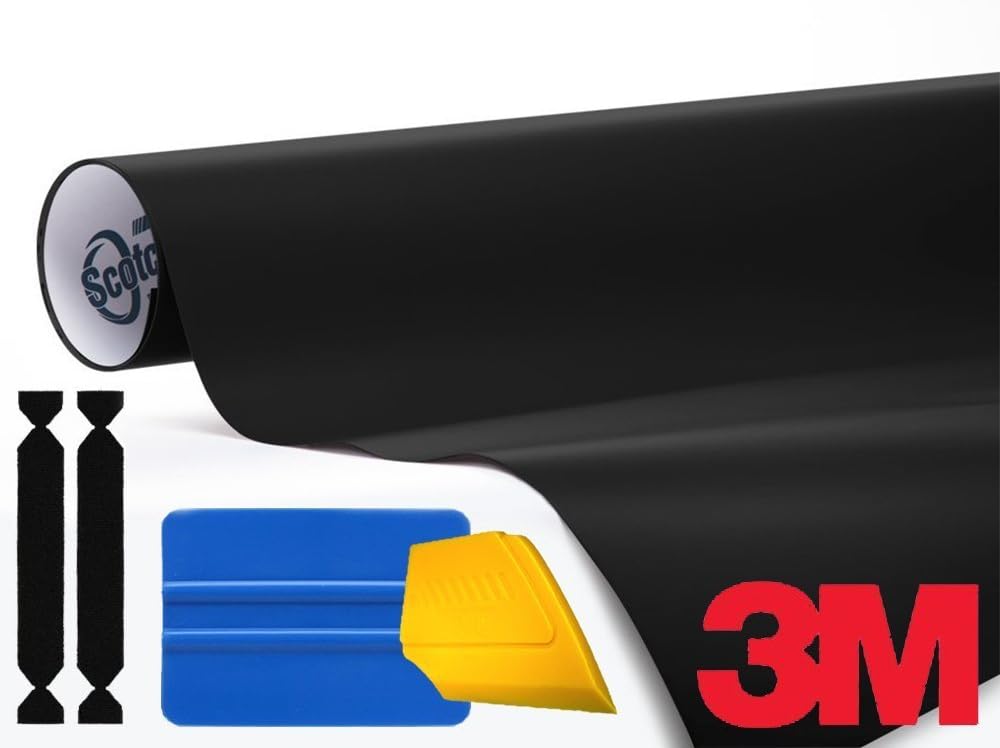 Satin Black Vinyl Wrap Roll with Toolkit 6ft x 5ft Pack of 2 J39765