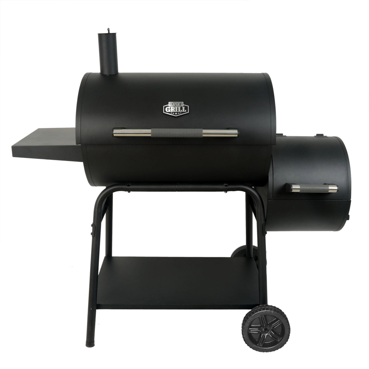28 Offset Steel Charcoal Smoker Grill with Side Firebox, Black B2563