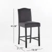Dark Charcoal Fabric Upholstered Counter Stools, Set of 2 N839996