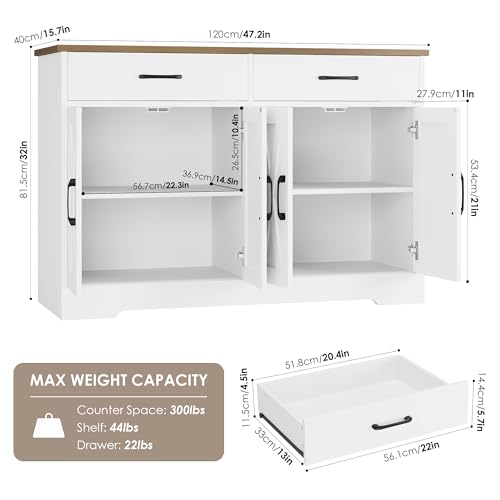 Black Rustic Brown Buffet Cabinet with Drawers and Shelves I28095