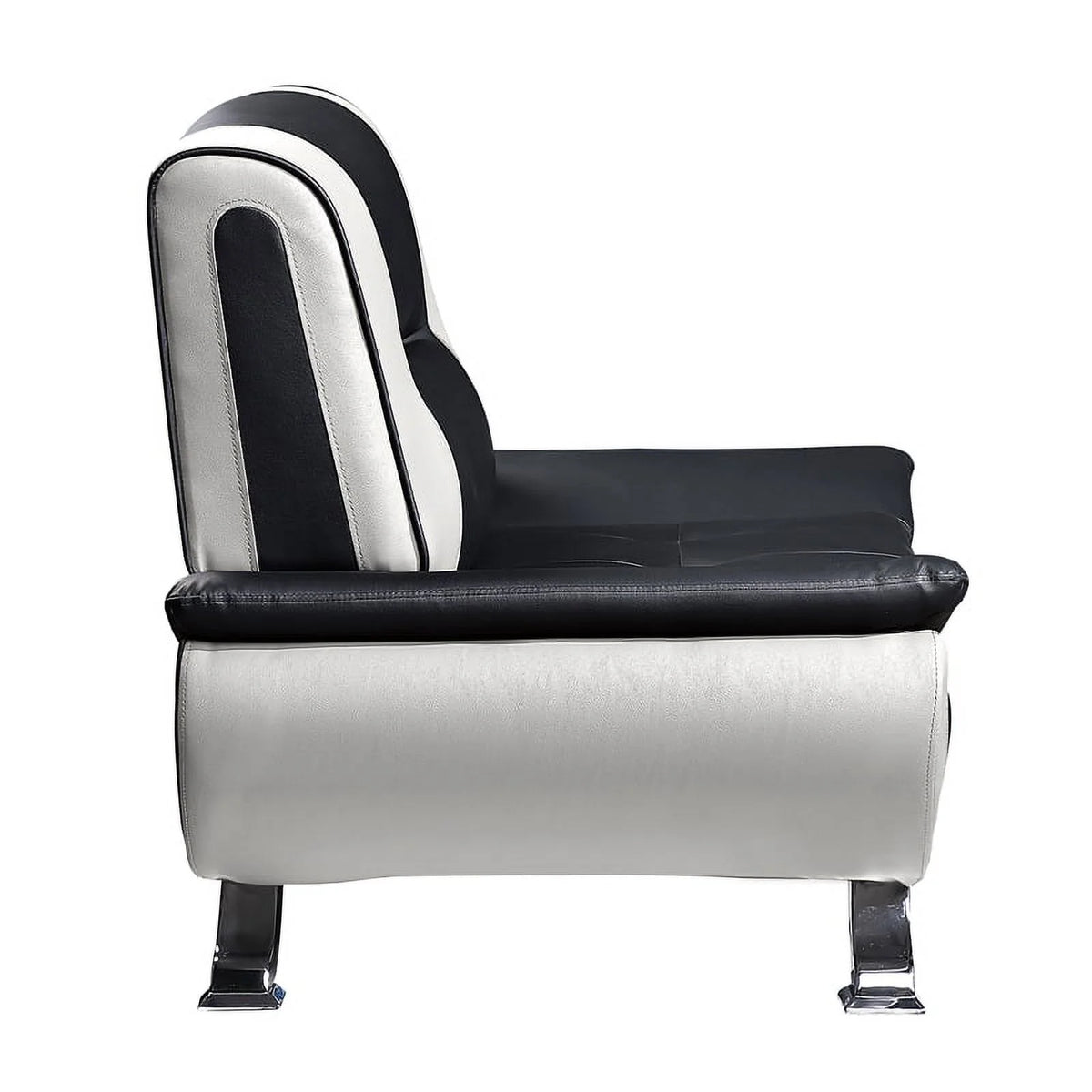 Faux Leather Sofa in Black and White I50899