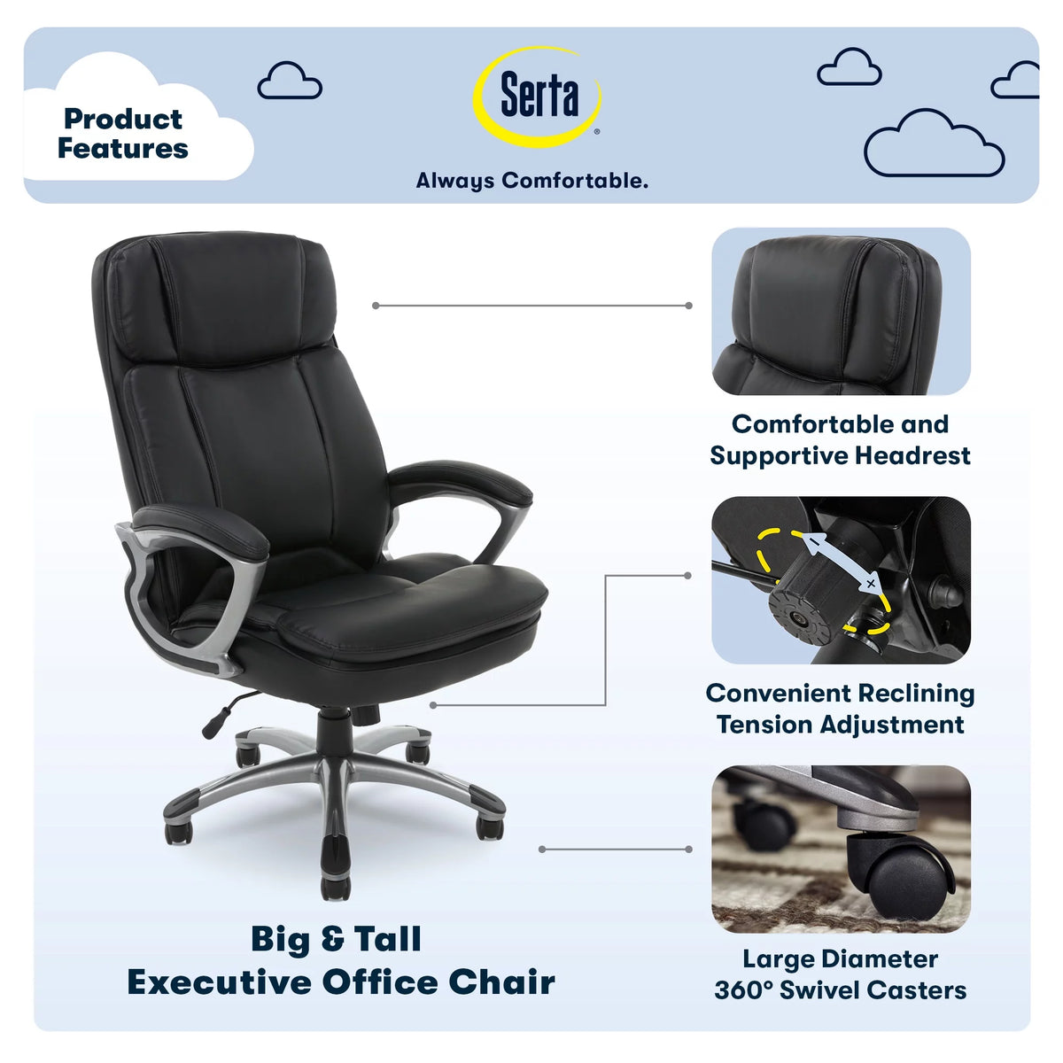 Black Faux Leather Executive Office Chair M417391