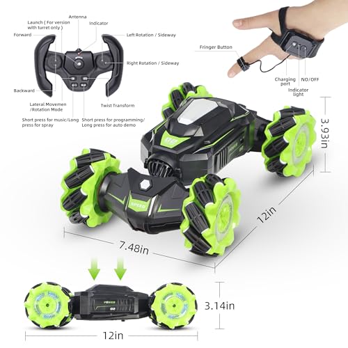 RC Car Remote Control Stunt Truck with Soft Bullets Water Bomb Spray Music LED (Green) V7242