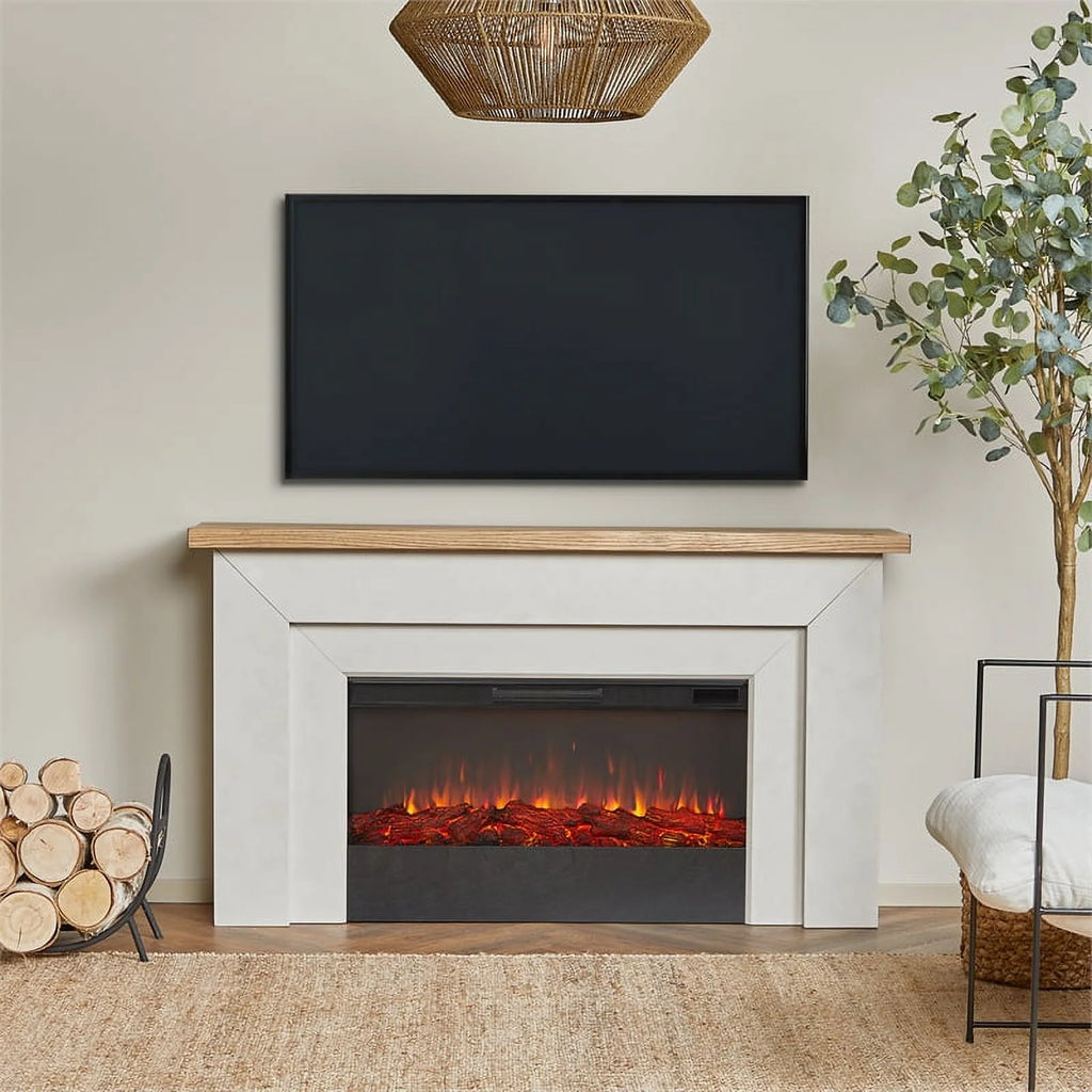 68" Wood Electric Fireplace in Venetian Gray W768077