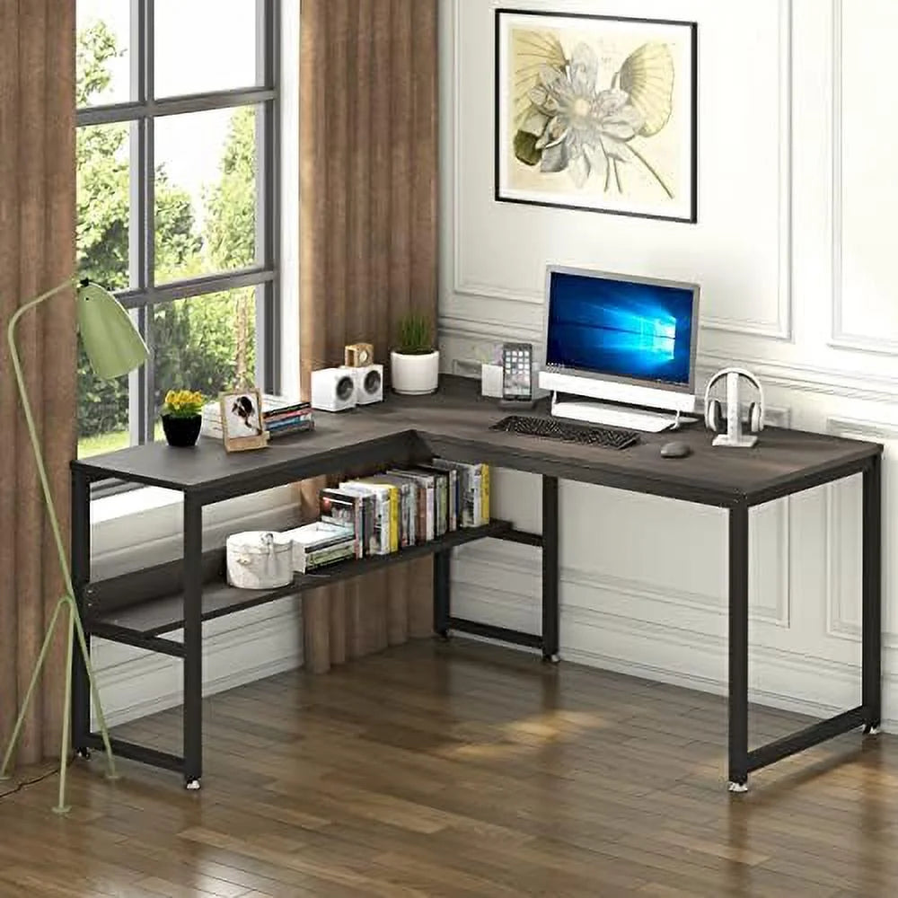 L Shaped Desk 55 inch with Shelves K1351
