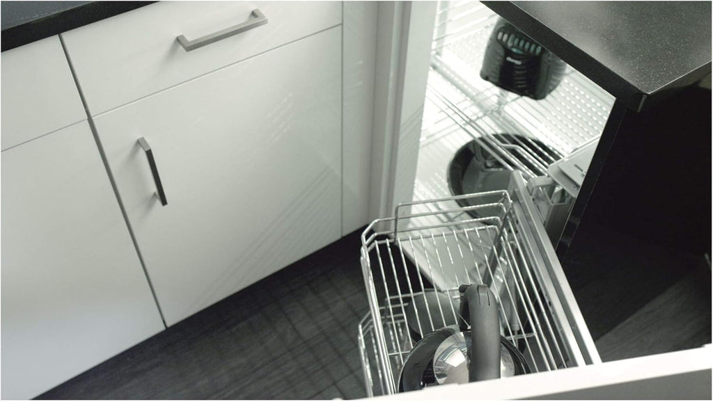 Chrome Sliding 4-Shelf Blind Corner Cabinet Organizer D388