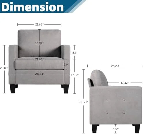Mid-Century Modern Accent Chairs Set of 2 Upholstered Tufted Armchair Dark Grey P57382
