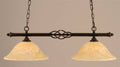 Two Light Island Dark Granite Finish with Italian Marble Glass X750588