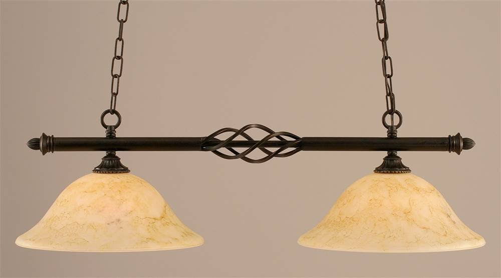 Two Light Island Dark Granite Finish with Italian Marble Glass X750588